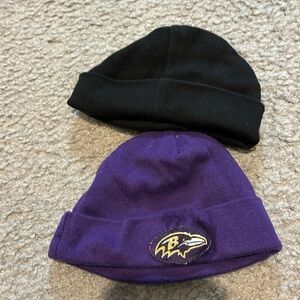 Baltimore Ravens Football Baby Hat- purple and other plain black baby hat-